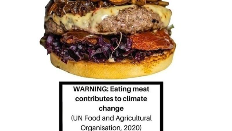 ملصق تحذير من أكل اللحوم