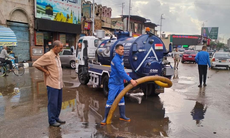 رفع الأمطار بمدينة طنطا 