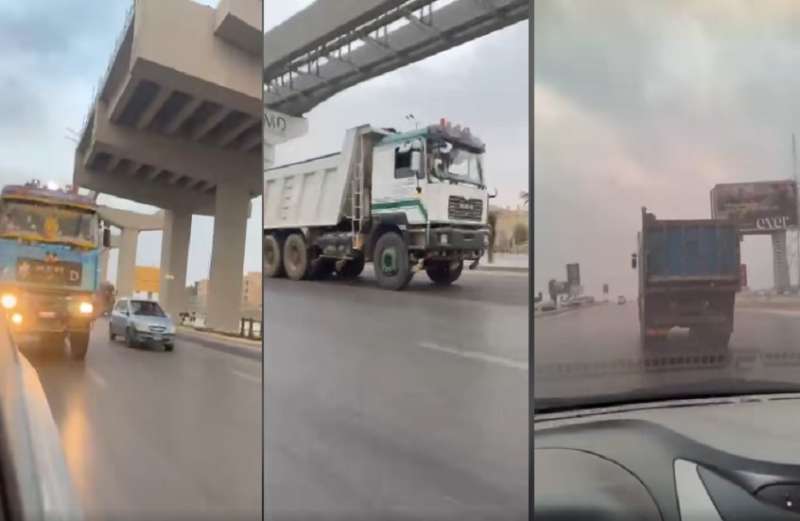 جريمة موثقة :  فيديو مرعب لسباق ”تريلات ... طريق أكتوبر يتحول إلى ساحة قتل