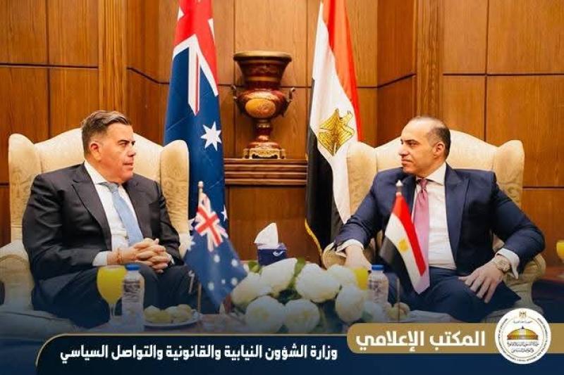 المستشار محمود فوزي وزير الشؤون النيابية والقانونية والتواصل السياسي يستقبل السيد/ ميلتون ديك رئيس مجلس النواب الفيدرالي الأسترالي في زيارة هي الأولى من نوعها منذ إنشاء العلاقات