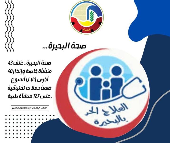 غلق ١٨ منشأة خاصة وإنذار ٤٠ أخرى خلال حملات تفتيشية على ١٢٧ منشأة طبية بالبحيرة