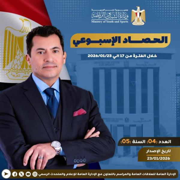 بـالإنفوجــراف: وزارة الشباب والرياضة تصدر حصادها الأسبوعي لأهم أنشطة وبرامج وفعاليات الوزارة خلال الأسبوع المنقضي