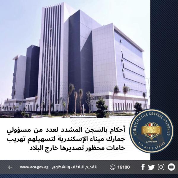 أحكام بالسجن المشدد لعدد من مسؤولي جمارك ميناء الإسكندرية لتسهيلهم تهريب خامات محظور تصديرها خارج البلاد