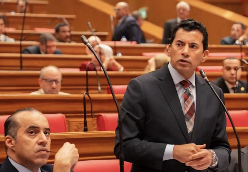 وزير الشباب والرياضة خلال كلمته اليوم بمجلس النواب....  ▪︎يوجه الشكر للمجلس على موافقته على تعديلات قانون المهن الرياضية