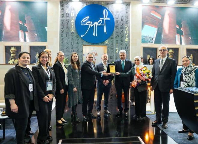 الجناح المصري المشارك بالمعرض السياحي الدولي EMITT يحصد جائزة  أفضل جناح من حيث التصميم