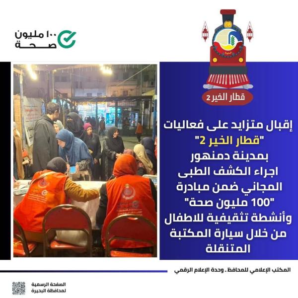 إقبال متزايد على فعاليات ”قطار الخير ٢” بمدينة دمنهور