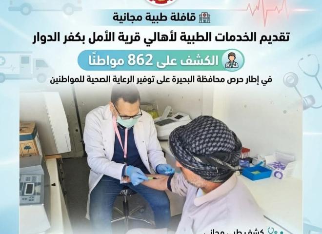 الكشف على 862 مواطنًا خلال قافلة طبية مجانية بقرية الأمل بكفر الدوار