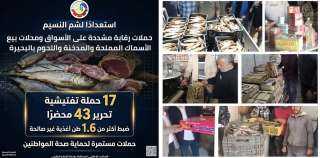 إستعداداً لشم النسيم .. حملات رقابة مشددة على الأسواق ومحلات بيع الأسماك المملحة والمدخنة واللحوم بالبحيرة